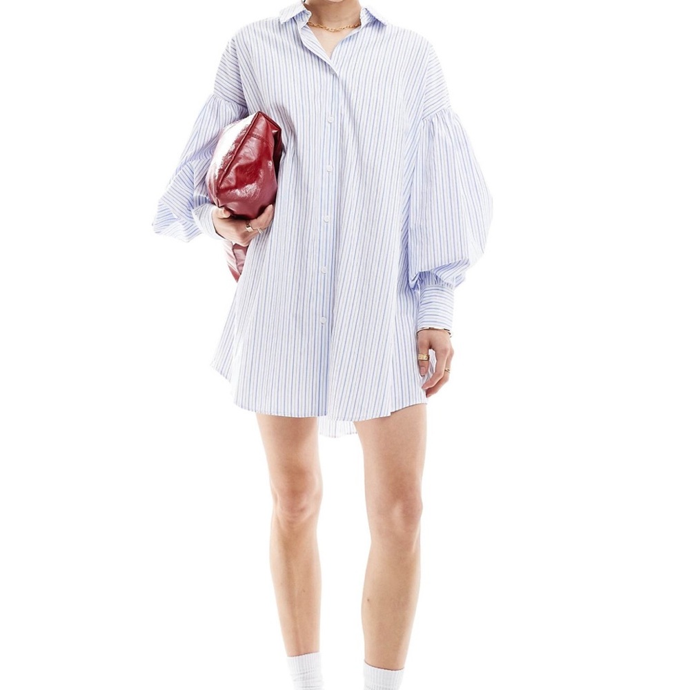ASOS Boyfriend Shirt Mini Dress in Stripe NWT